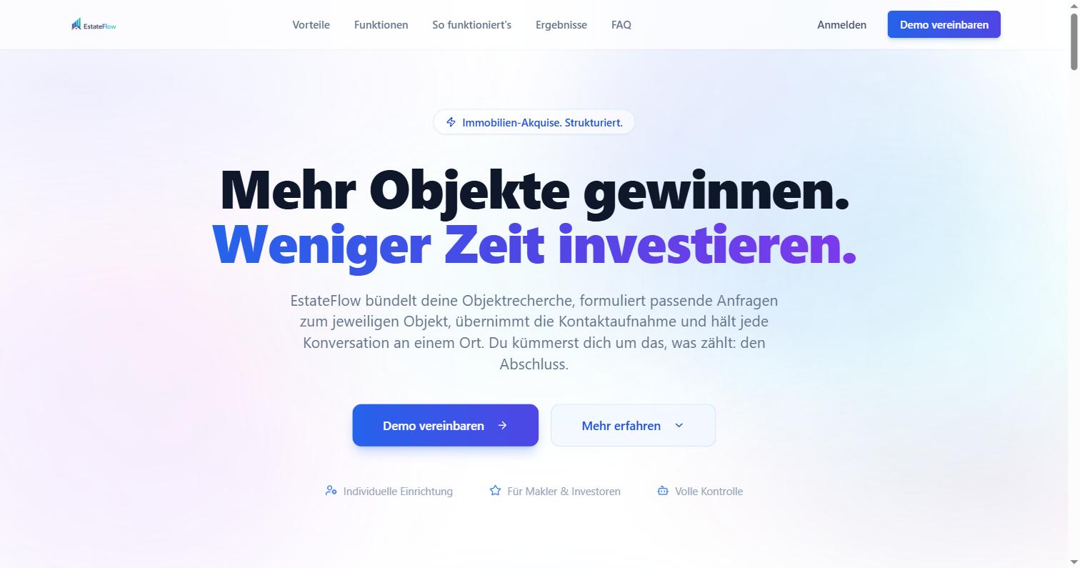 EstateFlow Produktoberfläche